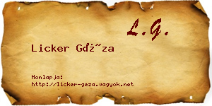 Licker Géza névjegykártya
